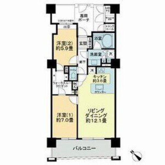 ライオンズタワー仙台大手町(1LDK/12階)の間取り写真