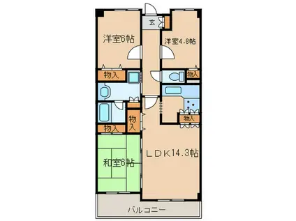 王子ホームズ春日井(3LDK/1階)の間取り写真