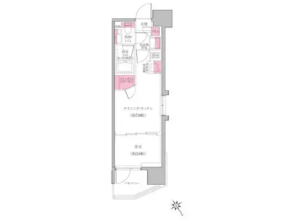 レジディア門前仲町プレイス(1DK/5階)の間取り写真