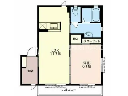 クレール東田 C棟(1LDK/1階)の間取り写真