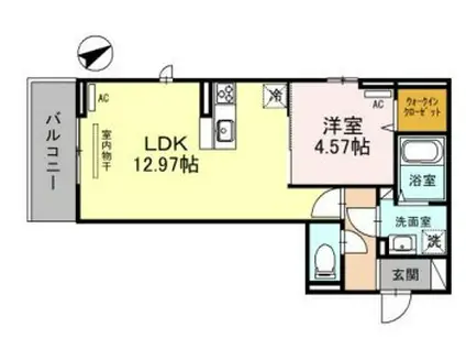 D-PLACE西飾磨 ABELIA(1LDK/2階)の間取り写真