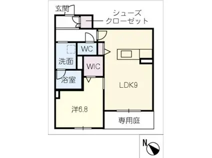 SHAMAISON HILLS 白壁(1LDK/1階)の間取り写真