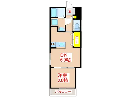 LEGEND STAGE(1DK/3階)の間取り写真