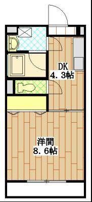 HAPPINESS初生(1DK/3階)の間取り写真