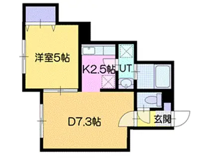 ラ・シュエット花園(1LDK/2階)の間取り写真