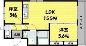 マンション緑黒石B棟(2LDK/3階)の間取り写真