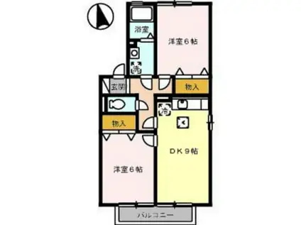 コンフォートD棟(2DK/1階)の間取り写真