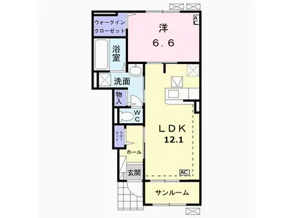 ノーザン ルーチェ(1LDK/1階)の間取り写真