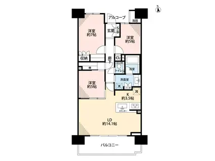 ヴィーガーデン ザ・レジデンス(3LDK/16階)の間取り写真