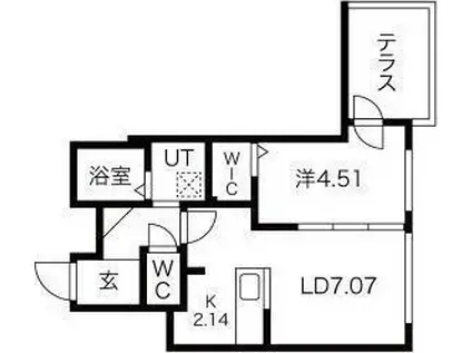 S-FORT月寒(1LDK/1階)の間取り写真