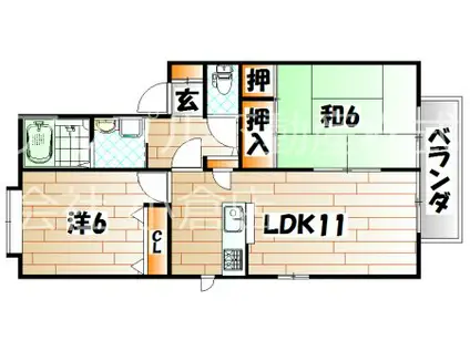 ヴェルドミール霧ヶ丘A棟(2LDK/1階)の間取り写真