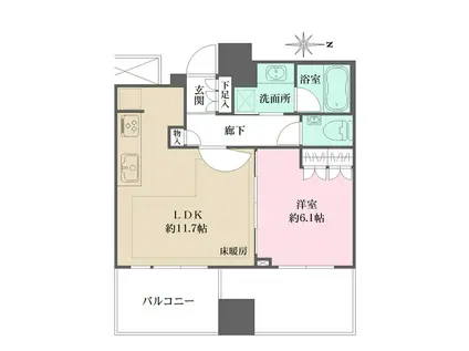 ザ・パークハウス広島タワー(1LDK/3階)の間取り写真