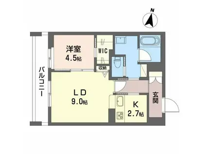 フォルビート八橋(1LDK/1階)の間取り写真