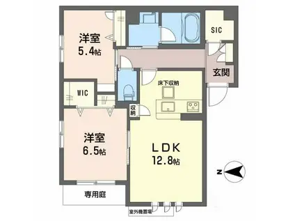 SHAMAISONECRACIE(2LDK/1階)の間取り写真