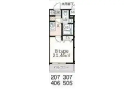 サムティレジデンス横濱磯子(1K/2階)の間取り写真