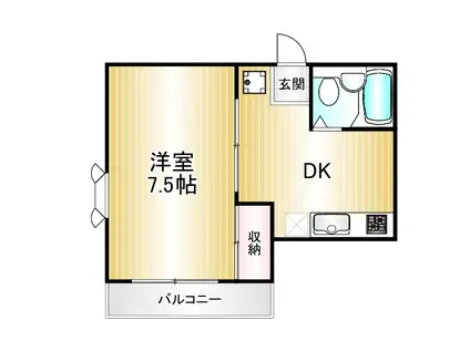 メゾンウエルストンIV(1DK/2階)の間取り写真