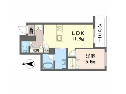 メゾン デュオール(1LDK/1階)の間取り写真