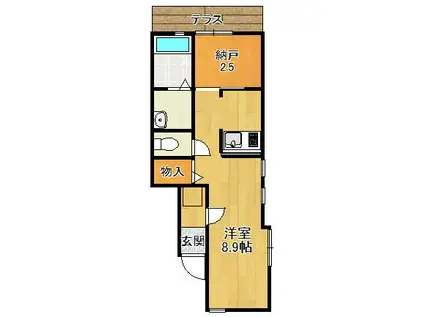 ONLY ONE 宝塚山本2(ワンルーム/1階)の間取り写真