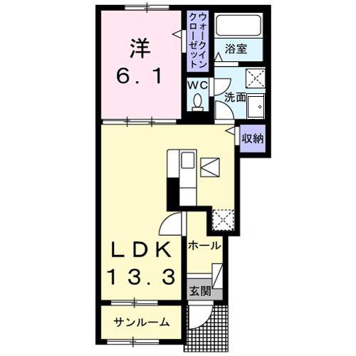 シエル ファミール(1LDK/1階)の間取り写真