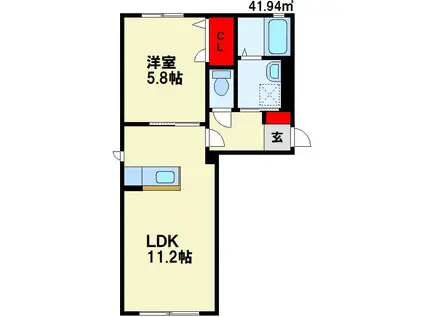 エスぺランサ (1LDK/2階)の間取り写真