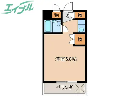 バスティード西浜田(ワンルーム/2階)の間取り写真