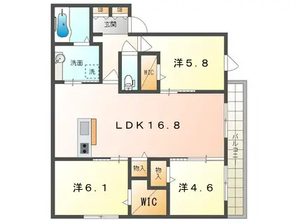 プレステージア忍ケ丘II(3LDK/1階)の間取り写真