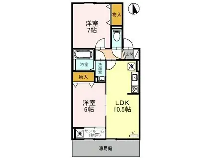 リビングタウン金沢弐番館A(2LDK/1階)の間取り写真