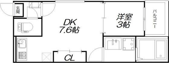 レガーレ尾頭橋(1DK/3階)の間取り写真