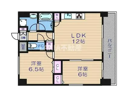ブリリアン夕陽丘(2LDK/10階)の間取り写真