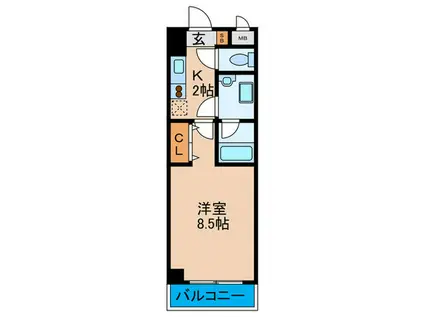 リバー・スクウェア103(1K/5階)の間取り写真