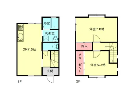 メゾネットしをんA(2DK/1階)の間取り写真