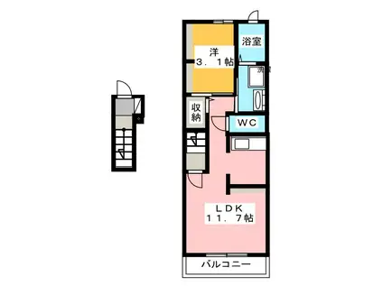 アルドール(1LDK/2階)の間取り写真