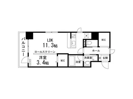 ルキシア大町西公園(1LDK/12階)の間取り写真