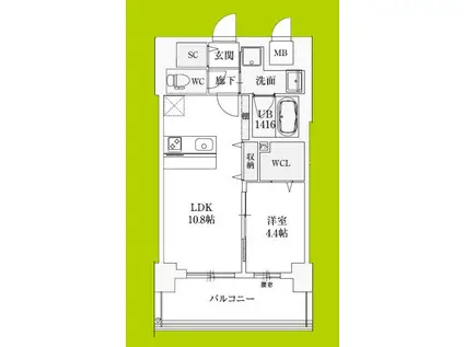 スプランディッド新大阪VIII(1LDK/5階)の間取り写真