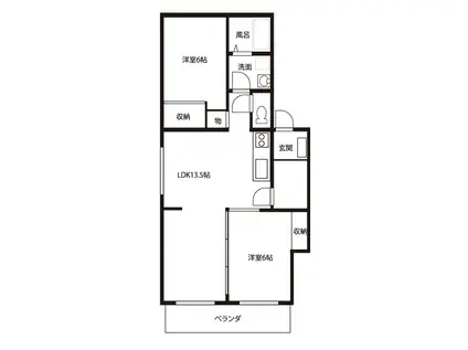平内ハイツ(2LDK/1階)の間取り写真