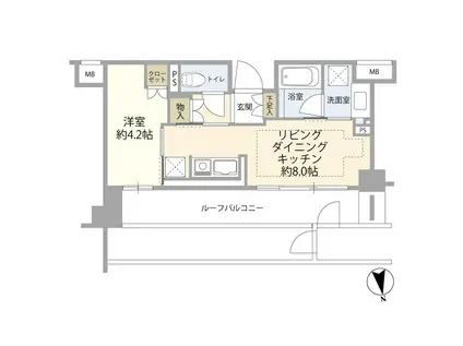 BRILLIA目黒大橋(1LDK/6階)の間取り写真