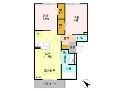 ロイヤルパレス II番館(2LDK/2階)の間取り写真