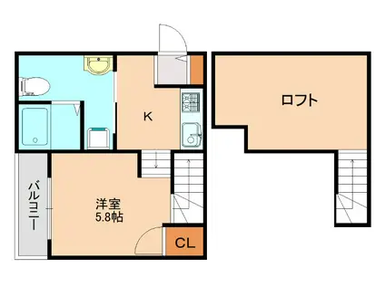 カーサ クレシア 横手南(ワンルーム/2階)の間取り写真
