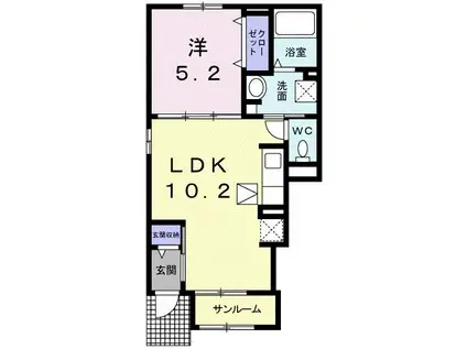 ヒルサイドオオツカ(1LDK/1階)の間取り写真