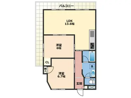 ラピュタ宮前(2LDK/4階)の間取り写真