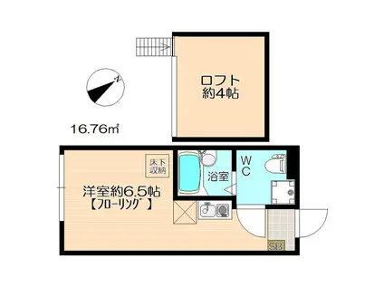 ブレイン花月園前駅(ワンルーム/1階)の間取り写真