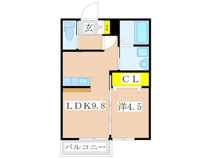 AMETHYST B(1LDK/2階)の間取り写真