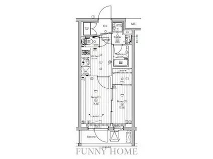 PREMIUM CUBE 世田谷(2K/1階)の間取り写真