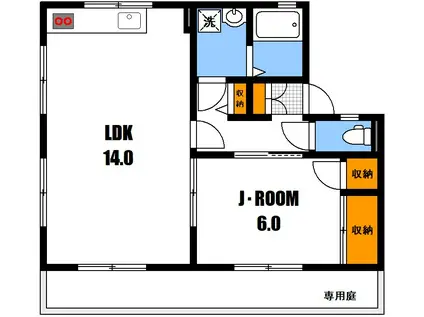 ファミール谷岡(1LDK/1階)の間取り写真