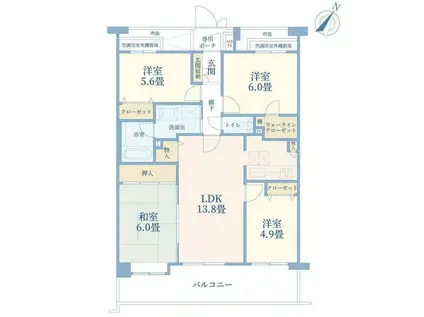 ライオンズガーデンひばりが丘学園町(4LDK/2階)の間取り写真