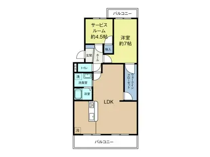 フローラ蜆塚II(1SLDK/1階)の間取り写真