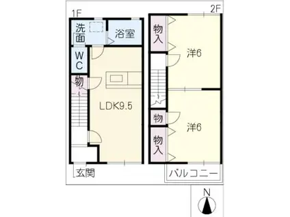 ハイツウエスティン A棟(2DK)の間取り写真