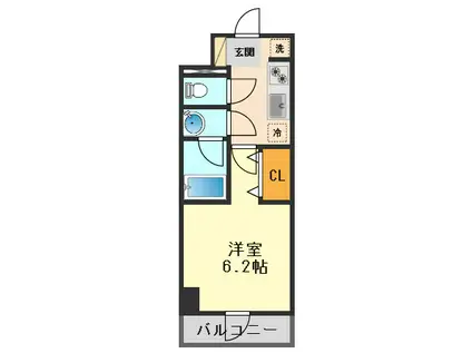 DIPS亀有駅前(1K/6階)の間取り写真