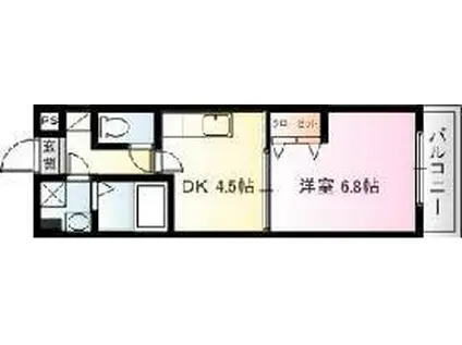 THE SKY VIEW(1DK/8階)の間取り写真