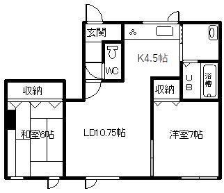 コスモ神居(2LDK/2階)の間取り写真